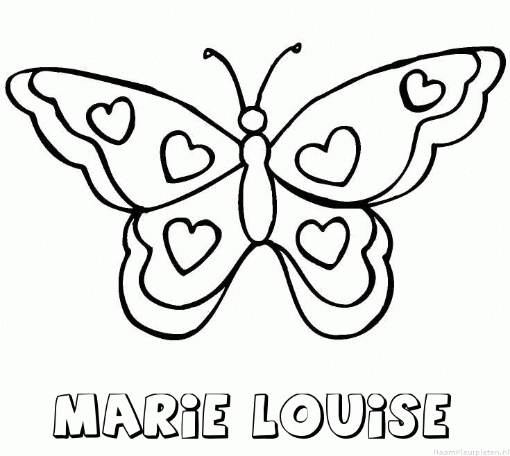 Marie louise vlinder hartjes kleurplaat